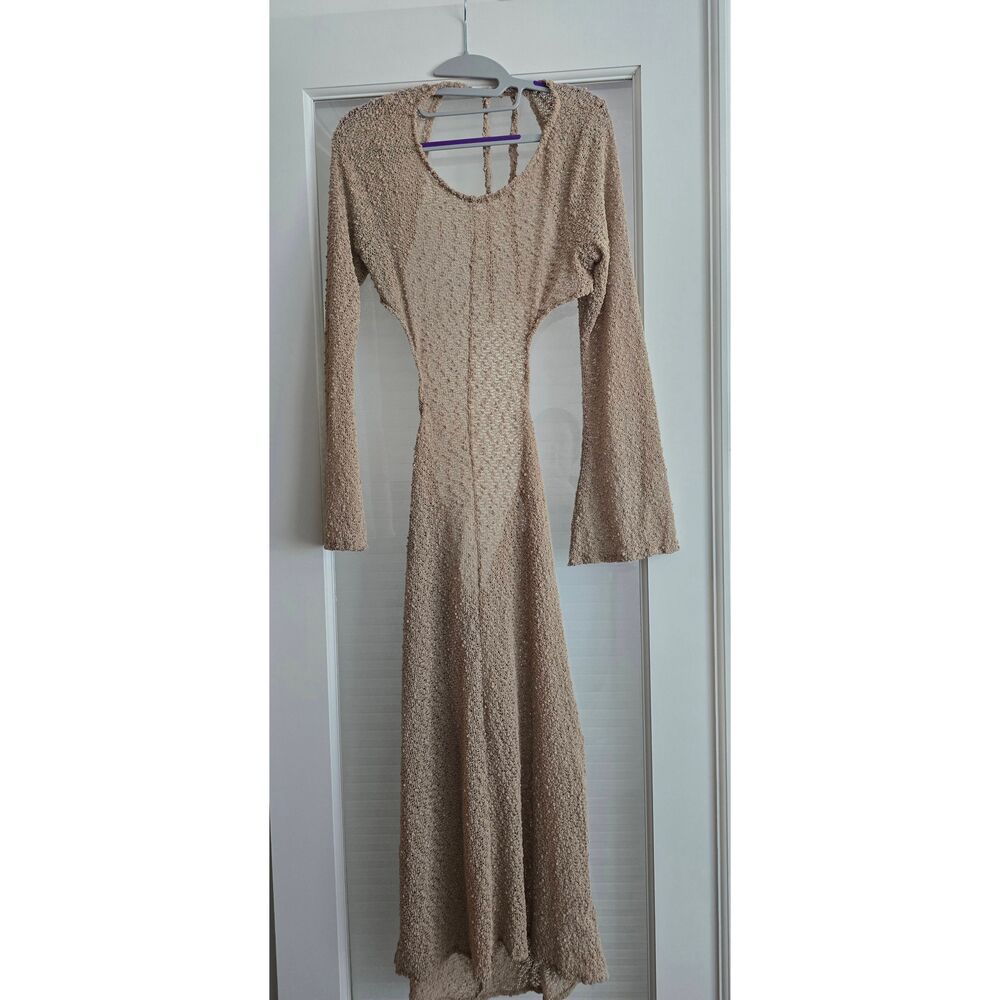 Storm Reid‎ x Pacsun Long Sleeve Knit Dress Swim Cover-up Beige Size Medium
